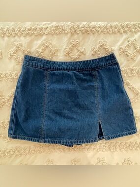 English Factory Indigo Denim  Skorts with Front Notch